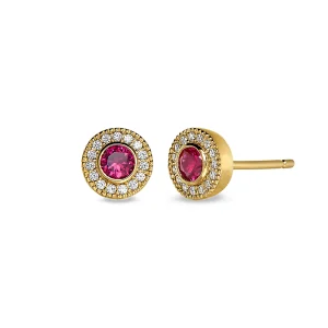 Gold earrings with ruby and diamonds for July birthstone gifts