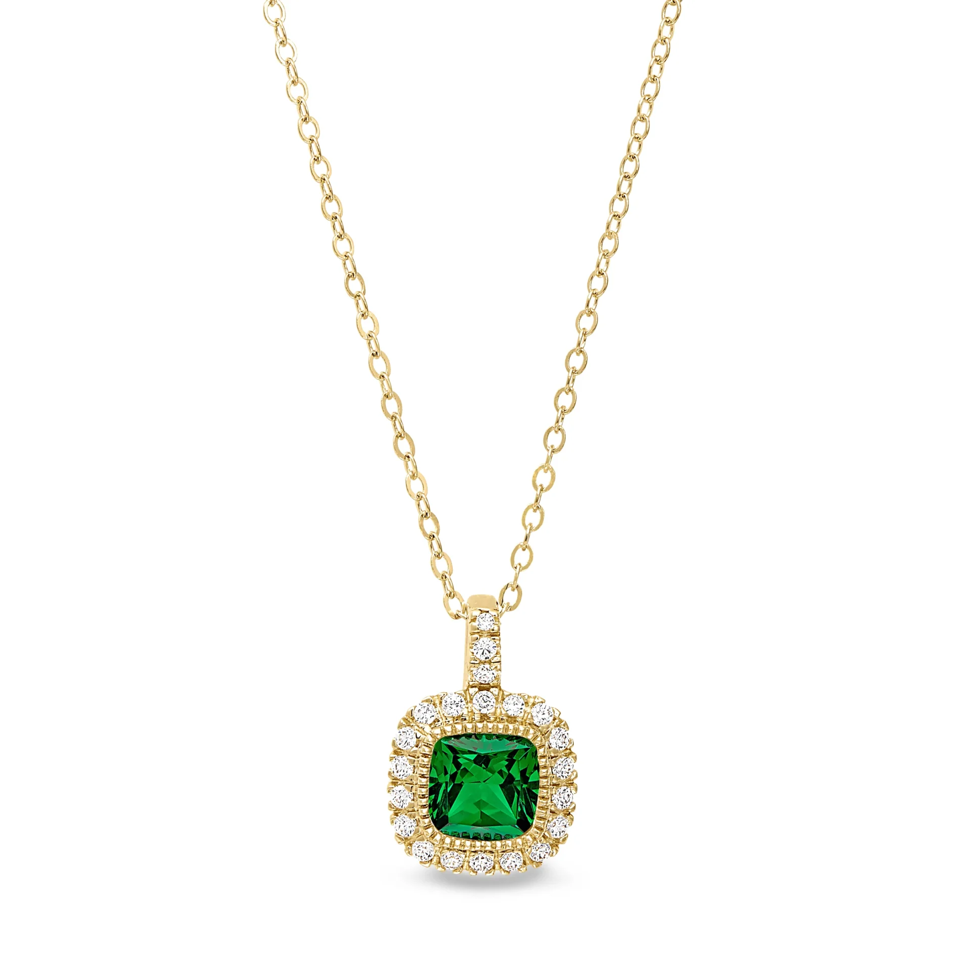 Cushion Cut May Birthstone Pendant at Gittelson Jewelers in Minneapolis